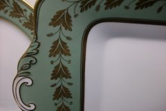 SPODE VALENTINE Y7706 GREEN WITH GOLD LEAF- SQUARE HANDLED CAKE SERVING PLATE    ..... http://jaapiesfinechinastore.com