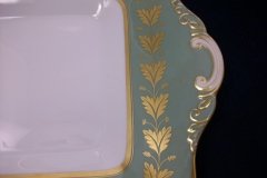 SPODE VALENTINE Y7706 GREEN WITH GOLD LEAF- SQUARE HANDLED CAKE SERVING PLATE    ..... http://jaapiesfinechinastore.com