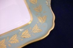 SPODE VALENTINE Y7706 GREEN WITH GOLD LEAF- SQUARE HANDLED CAKE SERVING PLATE    ..... http://jaapiesfinechinastore.com