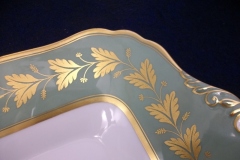 SPODE VALENTINE Y7706 GREEN WITH GOLD LEAF- SQUARE HANDLED CAKE SERVING PLATE    ..... https://www.jaapiesfinechinastore.com