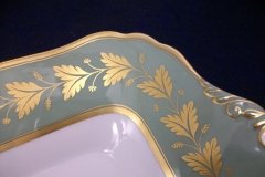 SPODE VALENTINE Y7706 GREEN WITH GOLD LEAF- SQUARE HANDLED CAKE SERVING PLATE    ..... http://jaapiesfinechinastore.com