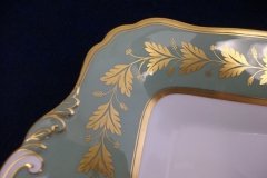SPODE VALENTINE Y7706 GREEN WITH GOLD LEAF- SQUARE HANDLED CAKE SERVING PLATE    ..... http://jaapiesfinechinastore.com