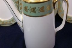 SPODE VALENTINE Y7706 GREEN WITH GOLD LEAF- COFFEE POT 6 CUPPER ..... http://jaapiesfinechinastore.com