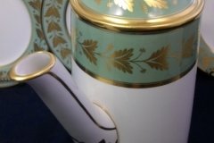 SPODE VALENTINE Y7706 GREEN WITH GOLD LEAF- COFFEE POT 6 CUPPER ..... http://jaapiesfinechinastore.com