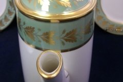 SPODE VALENTINE Y7706 GREEN WITH GOLD LEAF- COFFEE POT 6 CUPPER ..... http://jaapiesfinechinastore.com