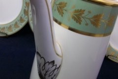 SPODE VALENTINE Y7706 GREEN WITH GOLD LEAF- COFFEE POT 6 CUPPER ..... http://jaapiesfinechinastore.com