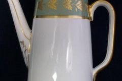 SPODE VALENTINE Y7706 GREEN WITH GOLD LEAF- COFFEE POT 6 CUPPER ..... http://jaapiesfinechinastore.com