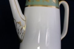 SPODE VALENTINE Y7706 GREEN WITH GOLD LEAF- COFFEE POT 6 CUPPER ..... http://jaapiesfinechinastore.com