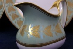 SPODE VALENTINE Y7706 GREEN WITH GOLD LEAF- CREAMER 8 OZ ..... http://jaapiesfinechinastore.com