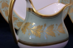 SPODE VALENTINE Y7706 GREEN WITH GOLD LEAF- CREAMER 8 OZ ..... https://www.jaapiesfinechinastore.com