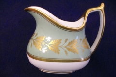 SPODE VALENTINE Y7706 GREEN WITH GOLD LEAF- CREAMER 8 OZ ..... https://www.jaapiesfinechinastore.com