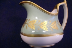 SPODE VALENTINE Y7706 GREEN WITH GOLD LEAF- CREAMER 8 OZ ..... https://www.jaapiesfinechinastore.com