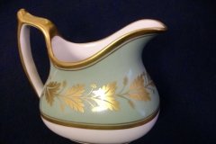 SPODE VALENTINE Y7706 GREEN WITH GOLD LEAF- CREAMER 8 OZ ..... http://jaapiesfinechinastore.com