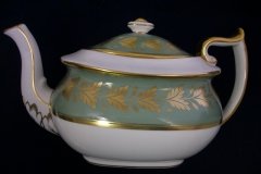 SPODE VALENTINE Y7706 GREEN WITH GOLD LEAF- TEAPOT 4 CUPPER ..... http://jaapiesfinechinastore.com
