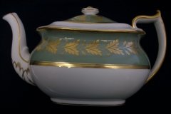 SPODE VALENTINE Y7706 GREEN WITH GOLD LEAF- TEAPOT 4 CUPPER ..... http://jaapiesfinechinastore.com