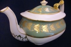 SPODE VALENTINE Y7706 GREEN WITH GOLD LEAF- TEAPOT 4 CUPPER ..... http://jaapiesfinechinastore.com