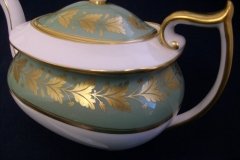 SPODE VALENTINE Y7706 GREEN WITH GOLD LEAF- TEAPOT 4 CUPPER ..... http://jaapiesfinechinastore.com