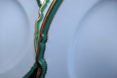 SPODE #Y939 GREEN TRIM- LUNCH PLATE  ..... http://jaapiesfinechinastore.com