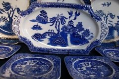 STAFFORDSHIRE BLUE WILLOW- SANDWICH TRAY & PLATES   .....   http://jaapiesfinechinastore.com