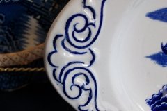 STAFFORDSHIRE BLUE WILLOW- SANDWICH TRAY & PLATES   .....   http://jaapiesfinechinastore.com