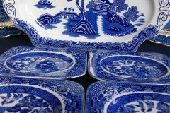STAFFORDSHIRE BLUE WILLOW- SANDWICH TRAY & PLATES   .....   http://jaapiesfinechinastore.com