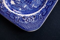 STAFFORDSHIRE BLUE WILLOW- SANDWICH TRAY & PLATES   .....   http://jaapiesfinechinastore.com