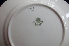 AYNSLEY #7228- RASPBERRY RED BODY, PLAID BAND, SCALLOPED, GILT -  AYNSLEY #7228 PLAID-  BREAD & BUTTER PLATE   .....   http://jaapiesfinechinastore.com
