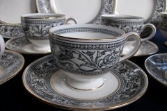 WEDGWOOD FLORENTINE BLACK- CUP & SAUCER