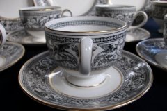 WEDGWOOD FLORENTINE BLACK- CUP & SAUCER