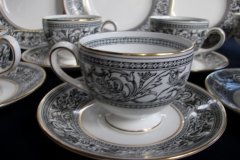 WEDGWOOD FLORENTINE BLACK- CUP & SAUCER