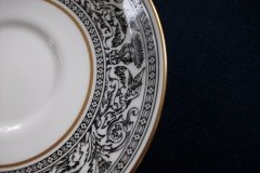 WEDGWOOD FLORENTINE BLACK- CUP & SAUCER