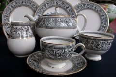 WEDGWOOD FLORENTINE BLACK- CUP & SAUCER