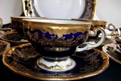 WEIMAR KATHARINA 20003 COBALT & GILT- CUP & SAUCER    .....   http://jaapiesfinechinastore.com