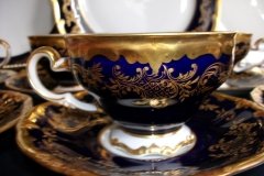 WEIMAR KATHARINA 20003 COBALT & GILT- CUP & SAUCER    .....   http://jaapiesfinechinastore.com