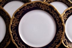 WEIMAR KATHARINA 20003 COBALT & GILT- DINNER  PLATE  .....   http://jaapiesfinechinastore.com