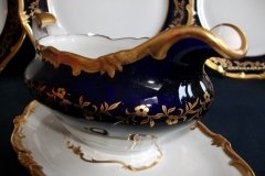 WEIMAR KATHARINA 20003 COBALT & GILT- GRAVY BOAT with ATTACHED UNDERPLATE    .....   http://jaapiesfinechinastore.com