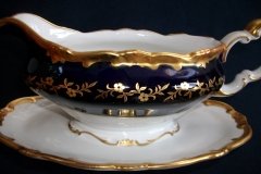 WEIMAR KATHARINA 20003 COBALT & GILT- GRAVY BOAT with ATTACHED UNDERPLATE    .....   http://jaapiesfinechinastore.com