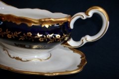 WEIMAR KATHARINA 20003 COBALT & GILT- GRAVY BOAT with ATTACHED UNDERPLATE    .....   http://jaapiesfinechinastore.com