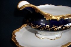 WEIMAR KATHARINA 20003 COBALT & GILT- GRAVY BOAT with ATTACHED UNDERPLATE    .....   http://jaapiesfinechinastore.com