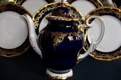 WEIMAR KATHARINA 20003 COBALT & GILT- COFFEE POT & LID  .....   http://jaapiesfinechinastore.com