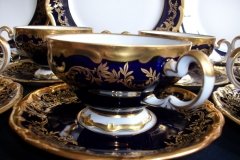 WEIMAR KATHARINA 20003 COBALT & GILT- SOUP BOWL & SAUCER    .....   http://jaapiesfinechinastore.com