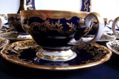 WEIMAR KATHARINA 20003 COBALT & GILT- SOUP BOWL & SAUCER    .....   http://jaapiesfinechinastore.com