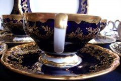 WEIMAR KATHARINA 20003 COBALT & GILT- SOUP BOWL & SAUCER    .....   http://jaapiesfinechinastore.com