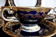 WEIMAR KATHARINA 20003 COBALT & GILT- SOUP BOWL & SAUCER    .....   http://jaapiesfinechinastore.com