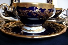 WEIMAR KATHARINA 20003 COBALT & GILT- SOUP BOWL & SAUCER    .....   http://jaapiesfinechinastore.com