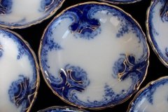 WOOD & SON  CLARENCE (FLOW BLUE)-   BERRY BOWL  ..... https://www.jaapiesFineChinaStore.come.com