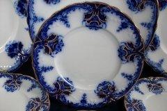 WOOD & SON  CLARENCE (FLOW BLUE)-  DESSERT/PIE PLATE  .....  https://www.jaapiesFineChinaStore.com