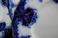 WOOD & SON  CLARENCE (FLOW BLUE)-  DESSERT/PIE PLATE  .....  https://www.jaapiesFineChinaStore.com