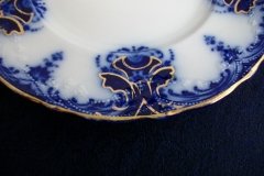WOOD & SON  CLARENCE (FLOW BLUE)-  DESSERT/PIE PLATE  .....  https://www.jaapiesFineChinaStore.com