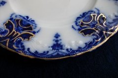 WOOD & SON  CLARENCE (FLOW BLUE)-  DESSERT/PIE PLATE  .....  https://www.jaapiesFineChinaStore.com